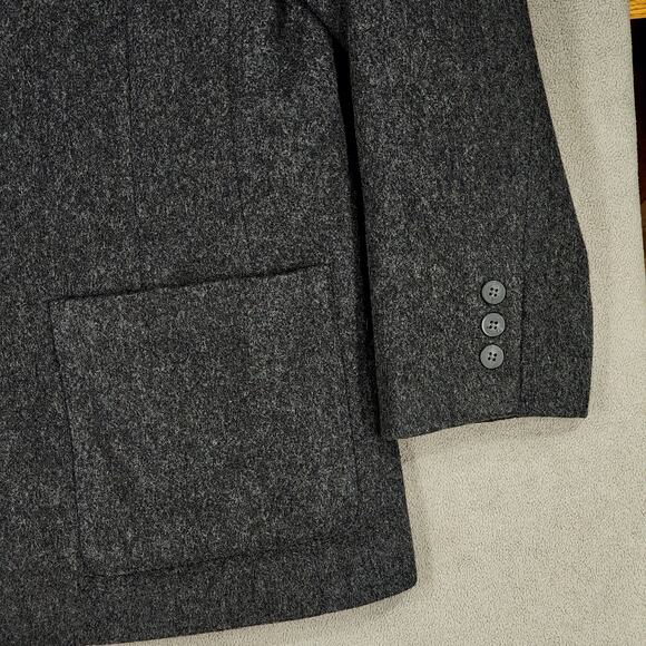 Vtg Eddie Bauer Blazer L Petite Women Wool Angora Menswear Style Oversized Gray - Picture 11 of 14